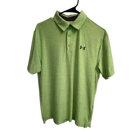 Under Armour Polo Men Small Polo Shirt Heat Gear Loose Fit Light Green Heather - Picture 3 of 16